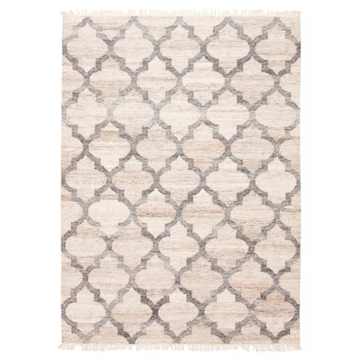 ECARPETGALLERY Flat-Weave Ankara FW Beige Wool Kilim - 5'6 x 7'9