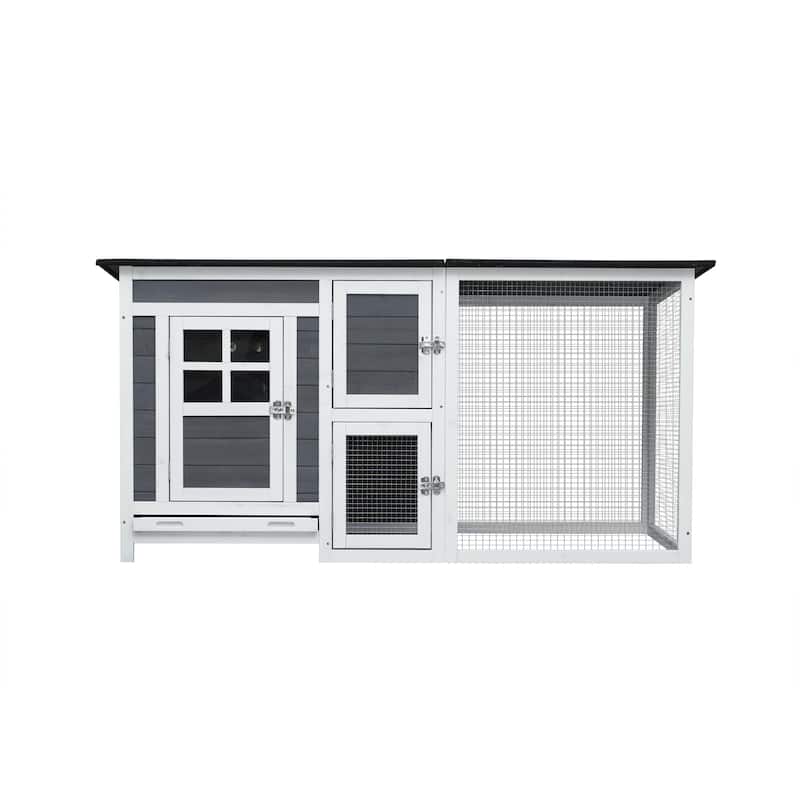 Outdoor Indoor Poultry Cage Small Animal House Outdoor Chicken Hutch Coop With Running Cage - 62.99"L x 29.44"W x 31.22"H