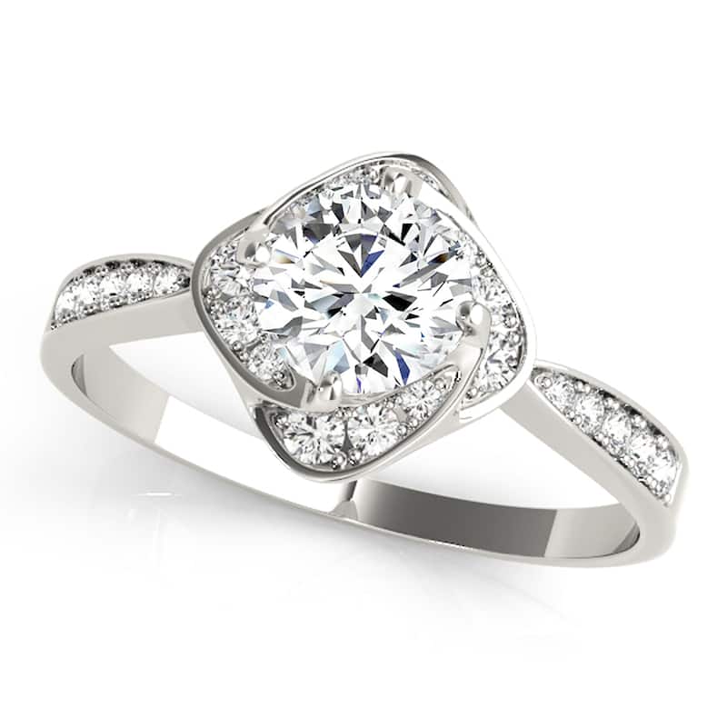 Auriya 14k White Gold Lab Grown Round Diamond Halo Engagement Ring 0.50 to 5.00 ct. tw. (F-G VS) - 0.50 ct. center - 5