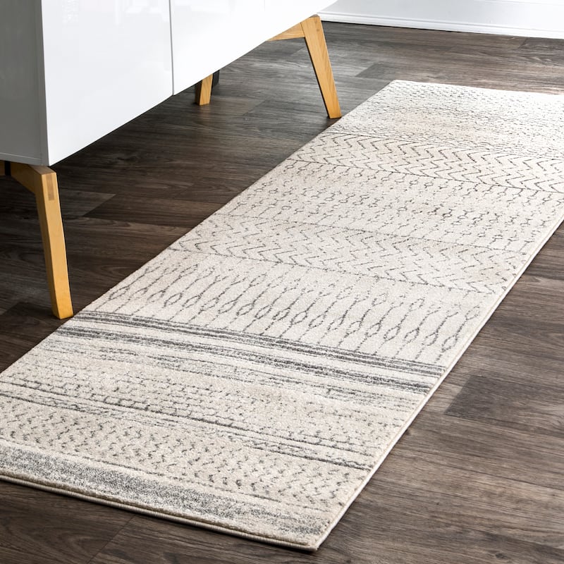 Nuloom Eliana Contemporary Striped Area Rug - 2'6" x 10' Runner - Grey