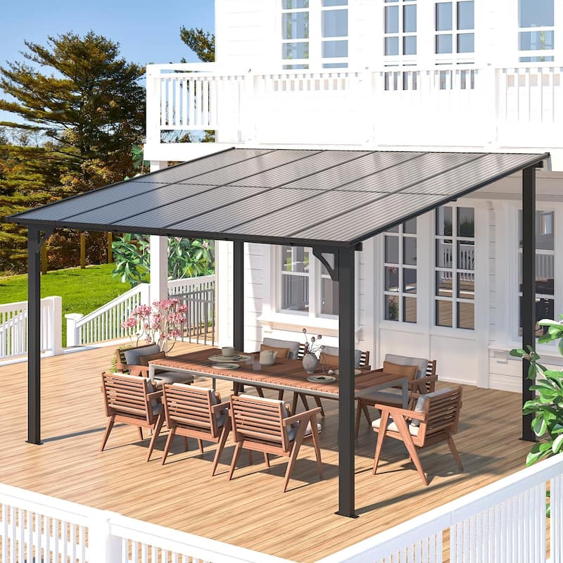 AECOJOY Wall Mounted Gazebos Pergola Outdoor Lean to Gazebo Awnings
