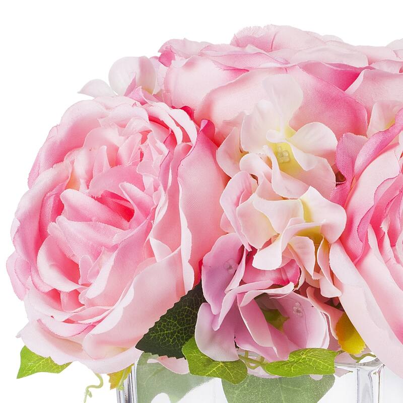 Enova Home Artificial Mixed Silk Peony and Hydrangea Fake Flowers in ...