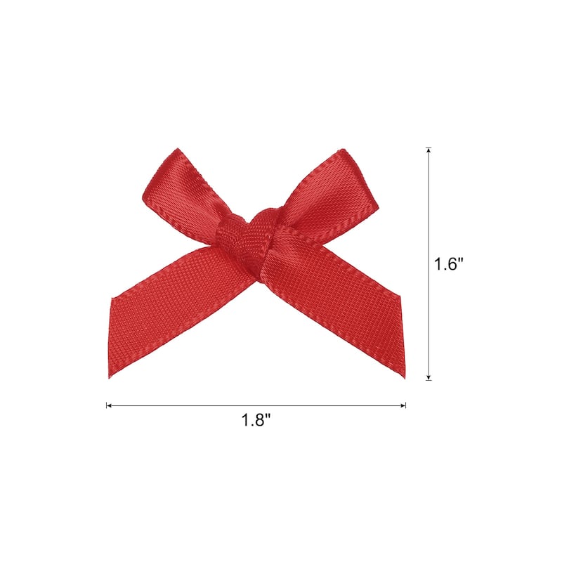 50Pcs Mini Ribbon Bow 1.8 inch Mini Fabric Satin Ribbon - Dark Red