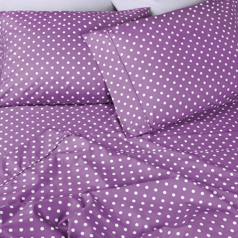 Superior Thread Count 600TC Cotton Blend Polka Dot Bed Sheet Set