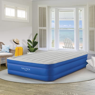 Nautica Home Plushaire Raised Air Mattress with Built-In Pump - Inflatable Guest Bed with Cooling Plush Top