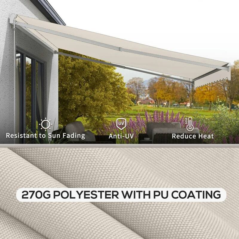 16'x10' Electric Awning, Retractable, Remote Controller, Manual Crank