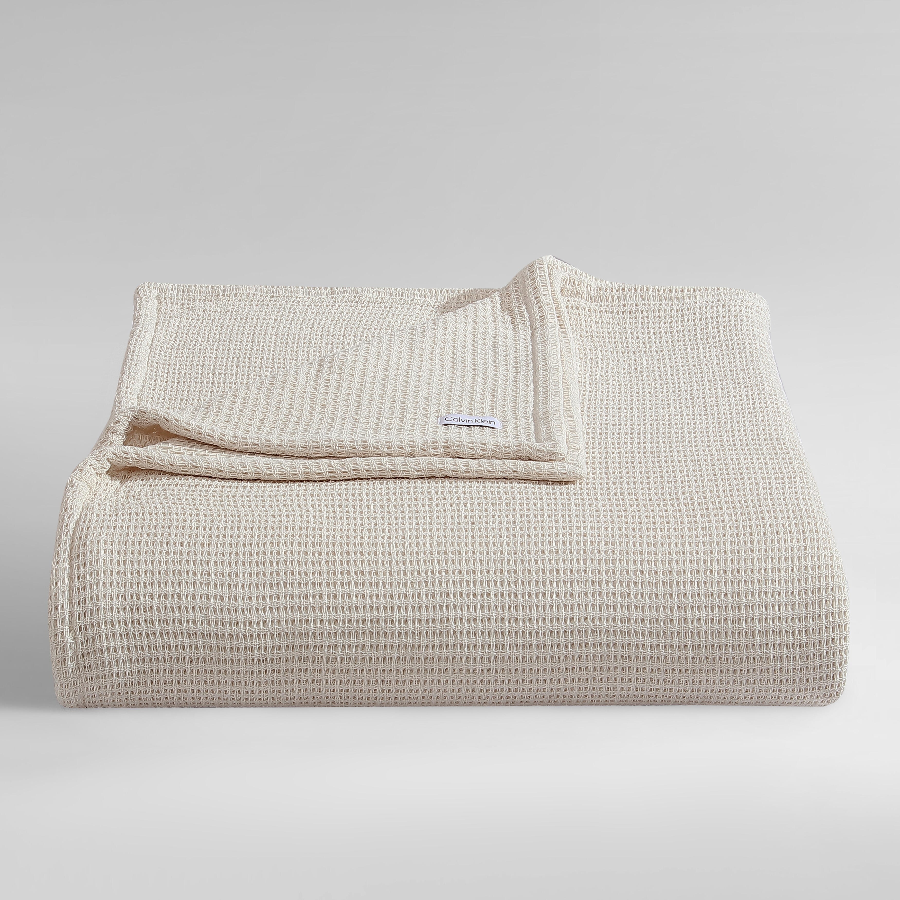 Calvin Klein Cotton Weave Solid Reversible Blanket