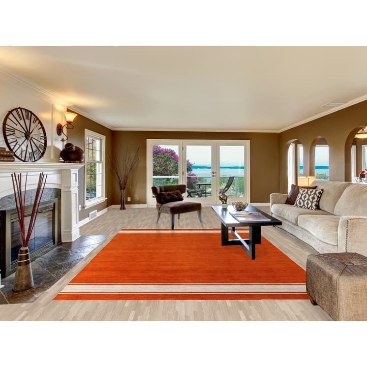 Striped Gabbeh Indian Area Rug Handmade Bedroom Wool Carpet - 7'10"x 10'10"