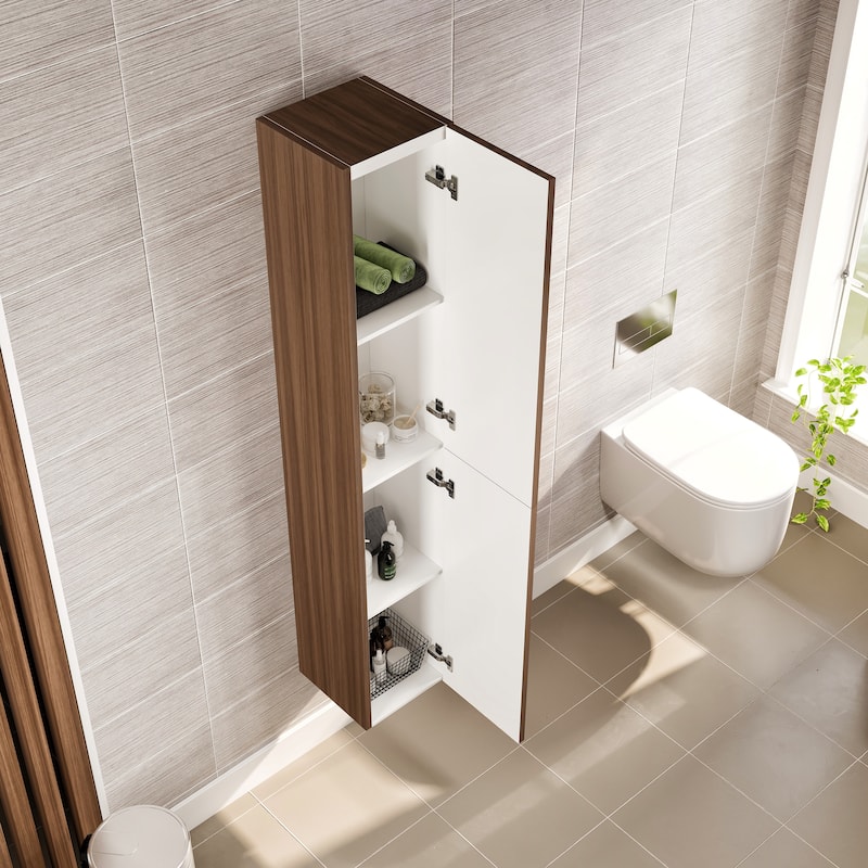 Eviva Joy 12"W x 10"D x 59"H Wall-Mounted Linen Cabinet