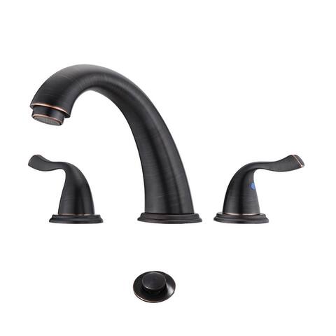 Proox Widespread 2 Handle Hot & Cold Deck Mount Bathroom Water Faucetw/ Drain Assembly