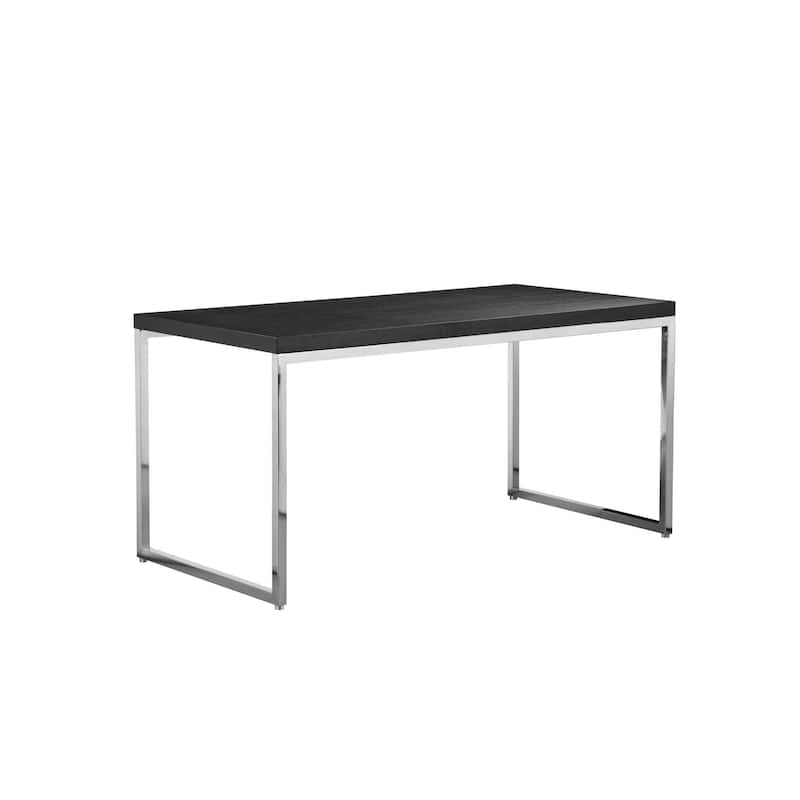 Rami 59 Inch Office Desk, Rectangular Wood Top, Square Steel Chrome Legs