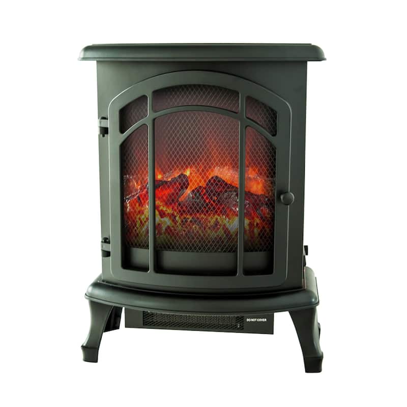 XBrand Electric Fireplace Stove, Indoor Portable Heater, LED Flame Effect, Temperature Control, 600W/1500W, 23.9" H, Black