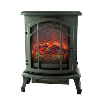 XBrand Electric Fireplace Stove, Indoor Portable Heater, LED Flame Effect, Temperature Control, 600W/1500W, 23.9" H, Black