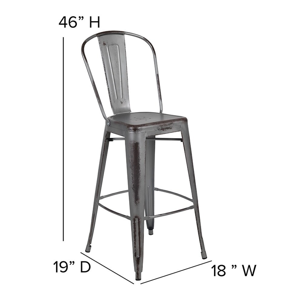 Offex 30 High Distressed Silver Gray Metal Indoor Outdoor Silver Gray Metal Indoor Outdoor