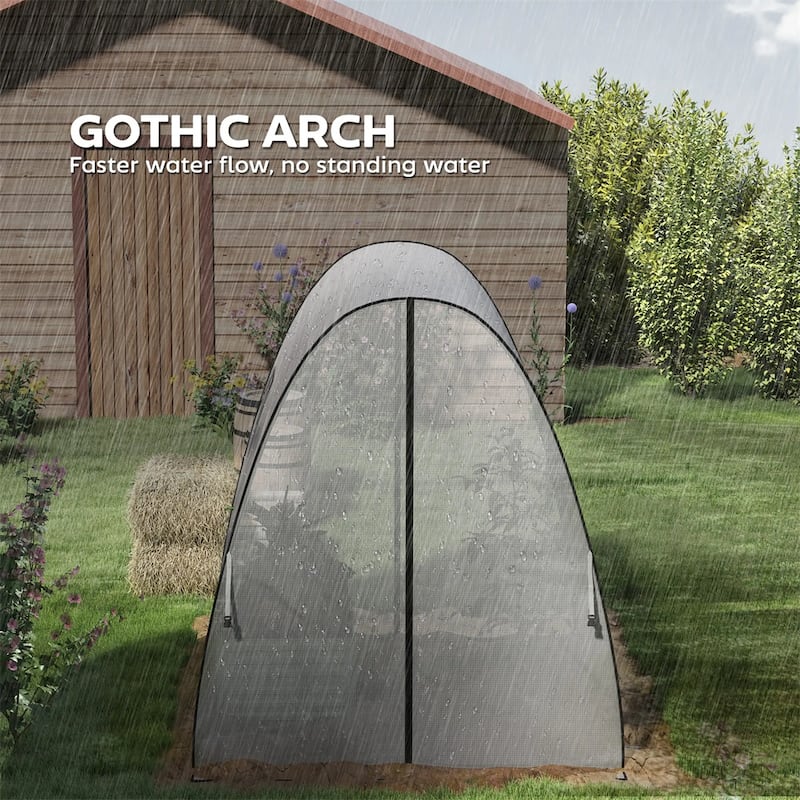 High Tunnel Garden Greenhouse with Mesh Windows and Sandbag Weight System and Zipper Access