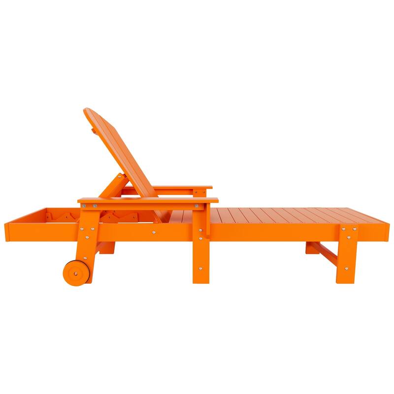 Polytrends Laguna Hdpe All Weather Outdoor Patio Pool Reclining Chaise Lounge With Arms And Wheels