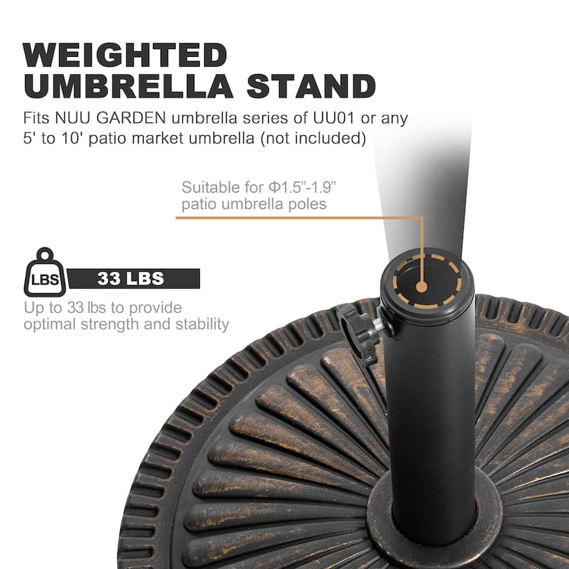 Outdoor 33 lb. Round Patio Umbrella Base, Polyethylene and Concrete