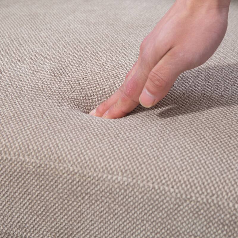 Mid-Century Modern Accent Chair with Black Metal Legs Woven Linen-Look