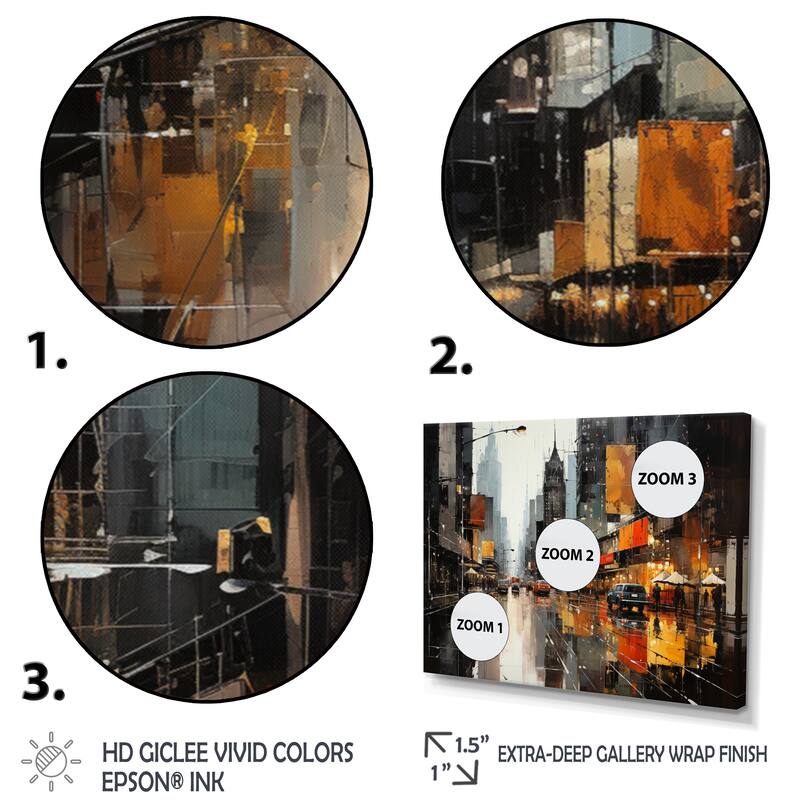 Designart "Cityscape Collage V" Abstract Collages Multipanel Wall Decor set