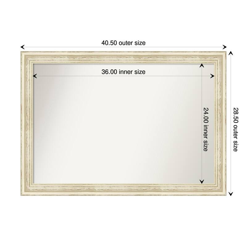 Country White Wash Framed Non-Beveled Custom Wall Mirror, Bathroom Vanity Mirror - Outer Size: 40.5 x 28.5
