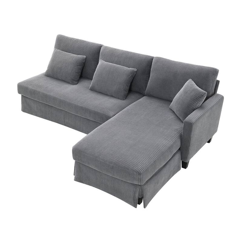 Interchangeable Chaise L-Shaped Sofa with Skirted Design for Living or Guest Rooms