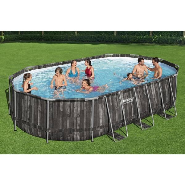 Bestway Power Steel 16' x 10' x 42" Rectangular Above Ground Swimming Pool Set