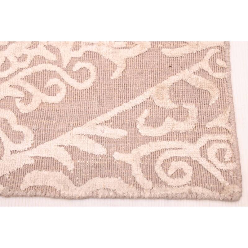 ECARPETGALLERY Hand Loomed Elysian Beige, Brown Viscose, Wool Rug - 8'0 x 10'5