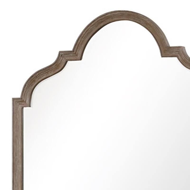 Lyla Dresser Mirror, Beveled Glass, Rustic Oak Brown Solid Wood, 41x50 - Oak Brown