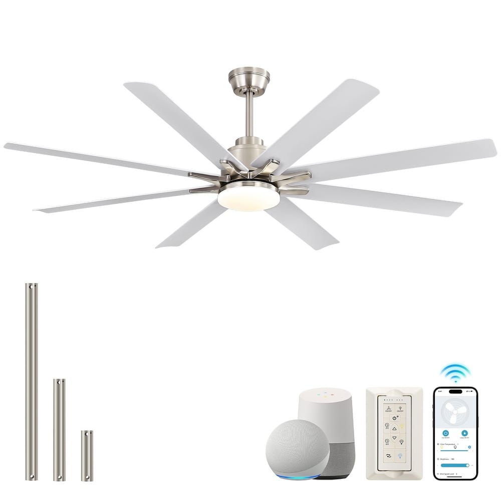 Sofucor 52 Inch Ceiling Fans with Lights and Remote,Reversible DC Motor,8 ABS Blades Indoor/Outdoor,Smart Control Optional