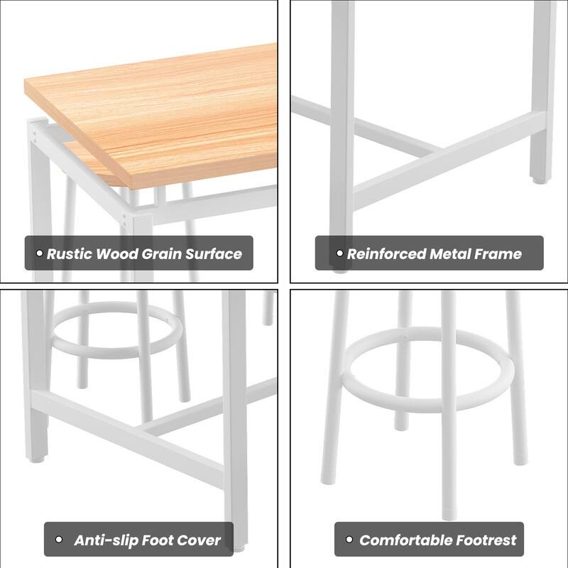 Eureka Industrial Modern Counter Height Pub 5-piece Dining Set, Wood Rustic Kitchen Dining Bar Set For Dining Room, Apartment