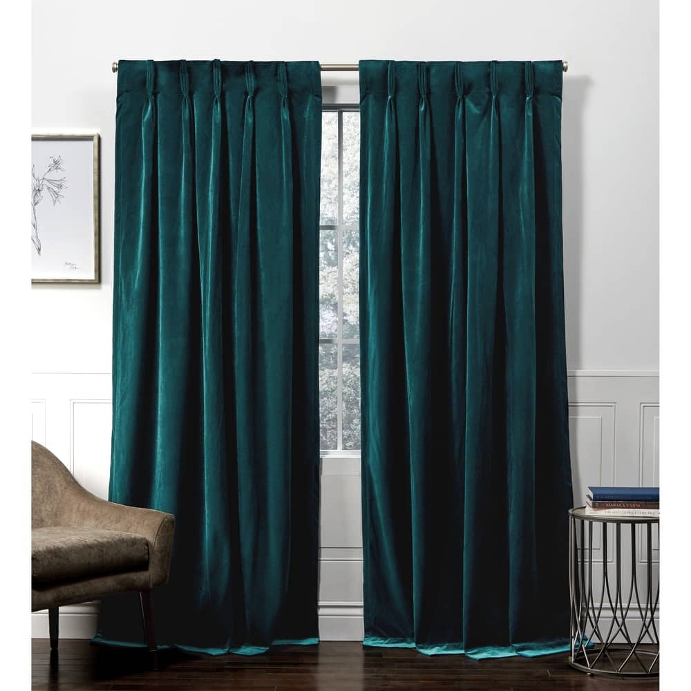 ATI Home Velvet Heavyweight Pinch Pleat Top Curtain Panel Pair