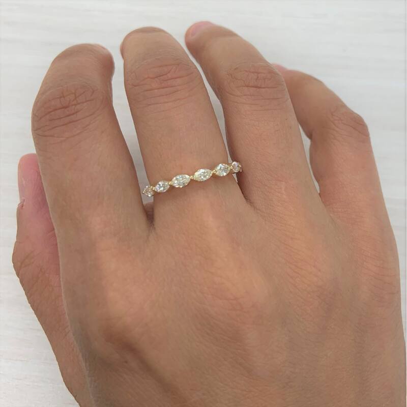 Joelle Collection Diamond Marquise Band Ring 14K Gold 3/4 CT TDW