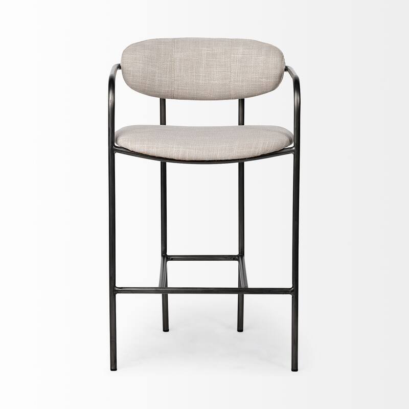 Parker Beige Fabric Seat with Dark Grey Metal Frame Counter Stool - 19.7L x 20.9W x 35.8H