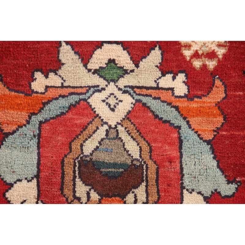 Geometric Red Shiraz Persian Vintage Square Rug Handmade Wool Carpet - 2'0" x 1'10"