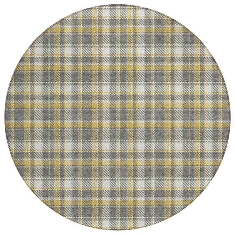Machine Washable Indoor/ Outdoor Traditional Plaid Chantille Rug