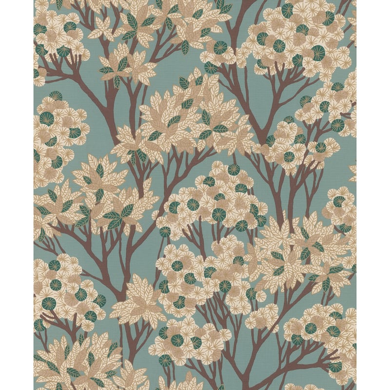 Rasch Stickley Sky Blue Tree Wallpaper