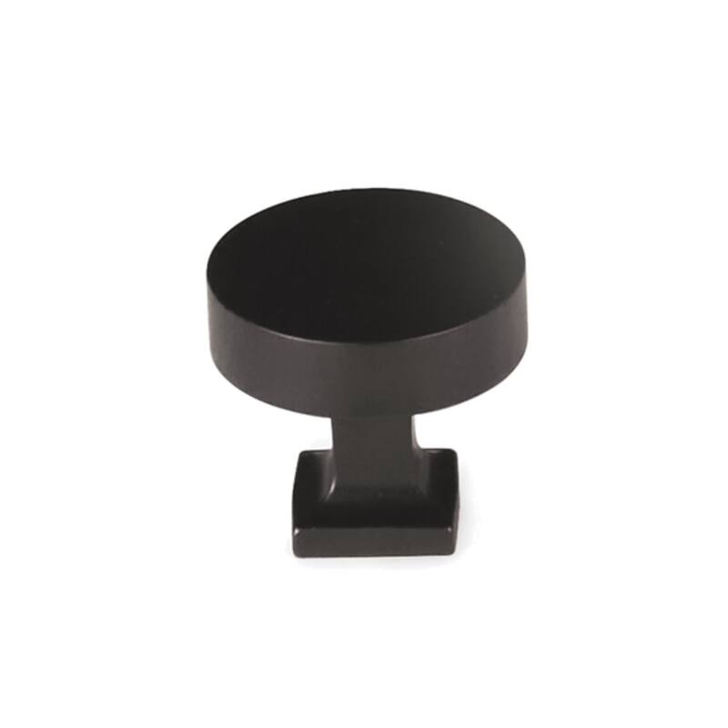 Schaub and Company 469 Haniburton 1-1/4" Flat Disc Round Solid Metal - Matte Black