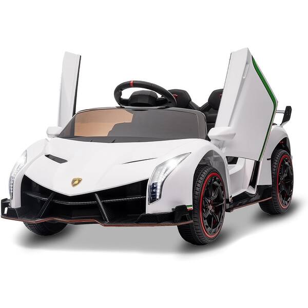 slide 2 of 29, 12V Kids Ride On Car, Licensed Lamborghini Veneno Electric Car for Kids, Battery Powered Sports Car for Kids Gift White