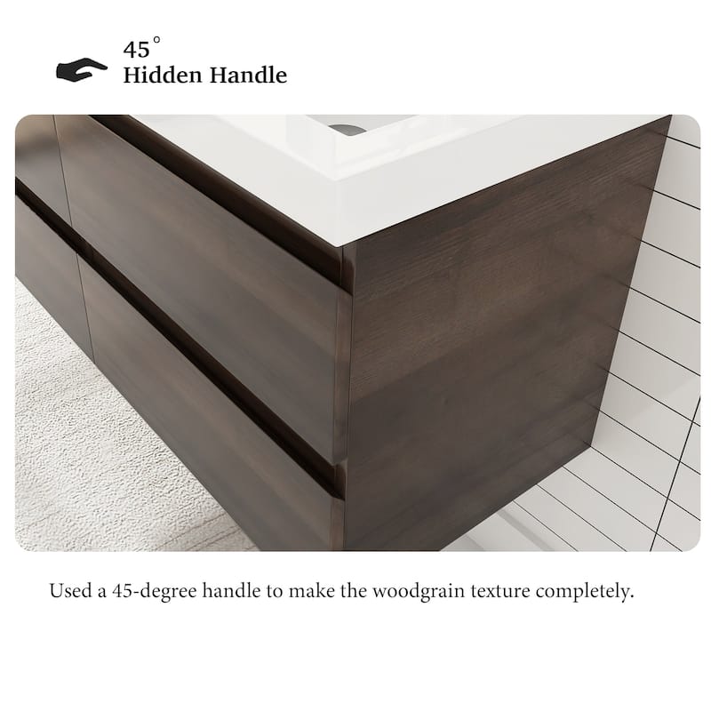 Angela 47 in.W x 19.5 in.D x 20.5 in.H Wall-Mounted Bath Vanity with White Cultured Marble Top