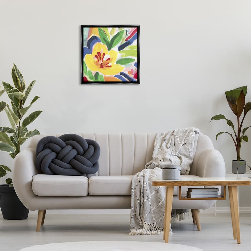 Stupell Vivid Lively Florals Framed Floater Canvas Wall Art Design By June Erica Vess