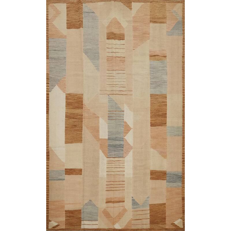 Hand Woven Oriental 100% Wool Carpet Southwestern Modern Multi-Colored Kilim Area Rug - 10' 0'' X 6' 4''
