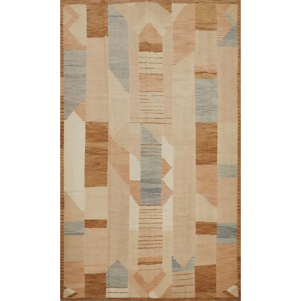 Hand Woven Oriental 100% Wool Carpet Southwestern Modern Multi-Colored Kilim Area Rug - 10' 0'' X 6' 4''
