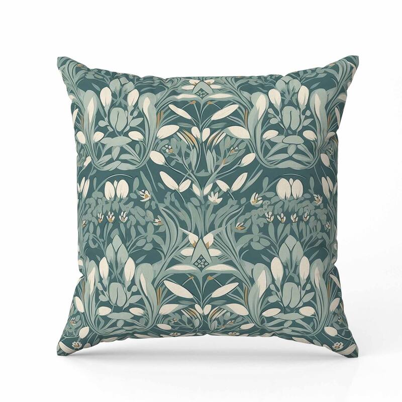 Petal Mirage Faux Suede Reversible Throw Pillow Green and White