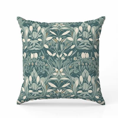Petal Mirage Faux Suede Reversible Throw Pillow Green and White