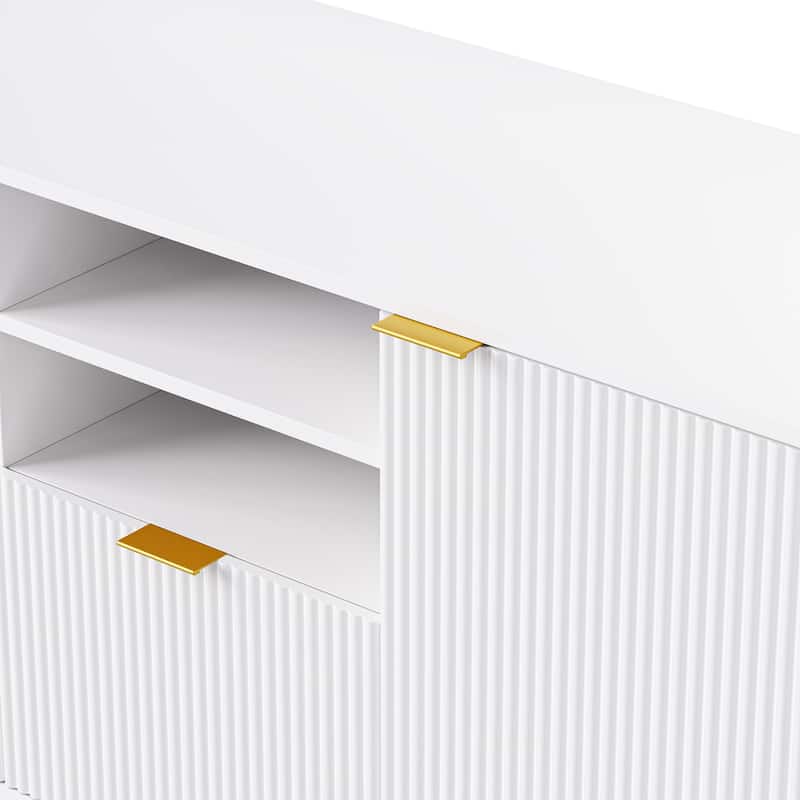 White 112.5" Entertainment Wall Unit with 13 Shelves, 8 Drawers and 2 Cabinets for TVs Up to 70"