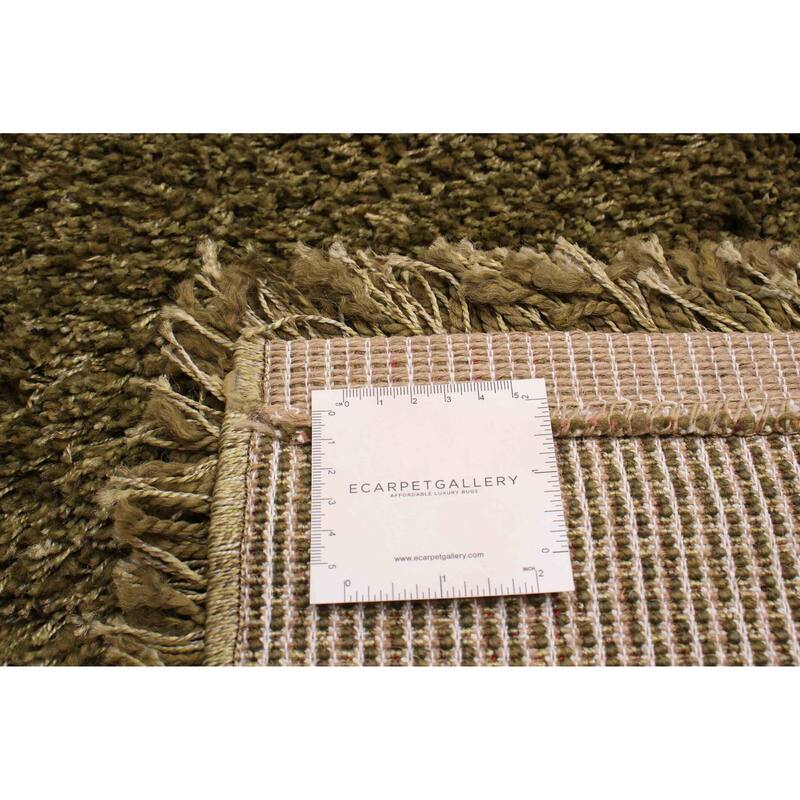 ECARPETGALLERY Machine Woven Lotus Mod Olive Polyester Shag - 4'0 x 5'7