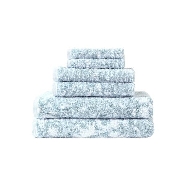 Tommy Bahama Shadow Hibiscus Cotton Blue 6 Piece Towel Set - 6 Piece