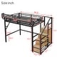 preview thumbnail 5 of 98, Metal Loft Bed with Wooden Stairs Built-in Storage Shelves and Wardrobe, High Loft Bed Frame with Side Grid Storage Rack