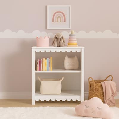 Kally Standing Bookcase, 3 Open Shelves, Matte White Wood, 41 Inch