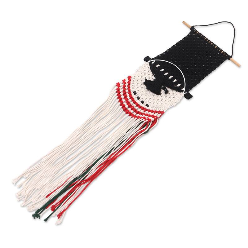 Novica Handmade Charming Snowman Cotton Macrame Wall Hanging